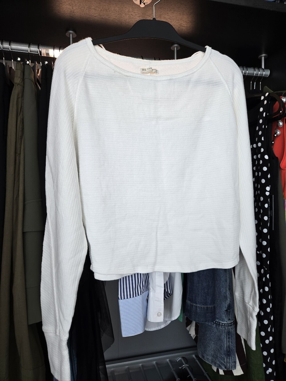 We The Free Cream Waffle-Knit Long-Sleeve Top